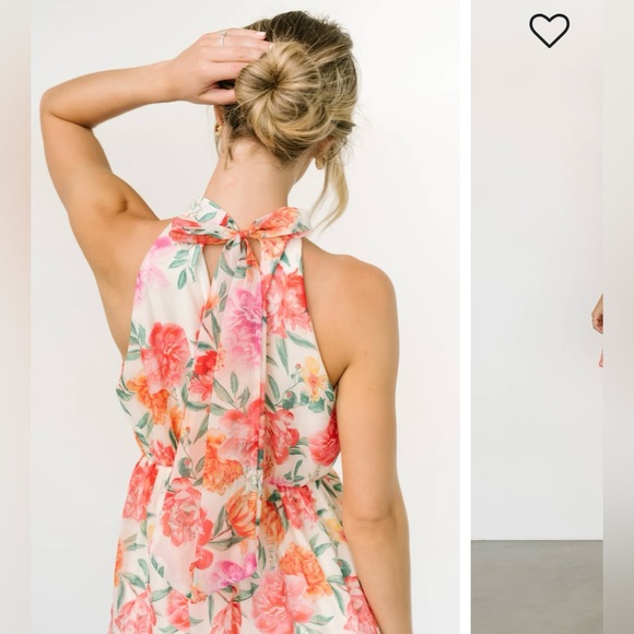Blanche Halter Short Dress | Ivory Floral - Picture 4 of 5
